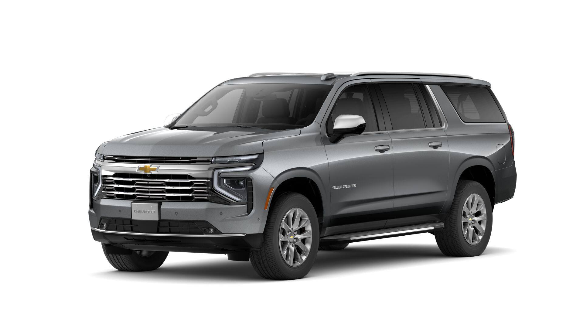 2026 Chevrolet Suburban Premier in Sterling Gray Metallic — front three-quarter view