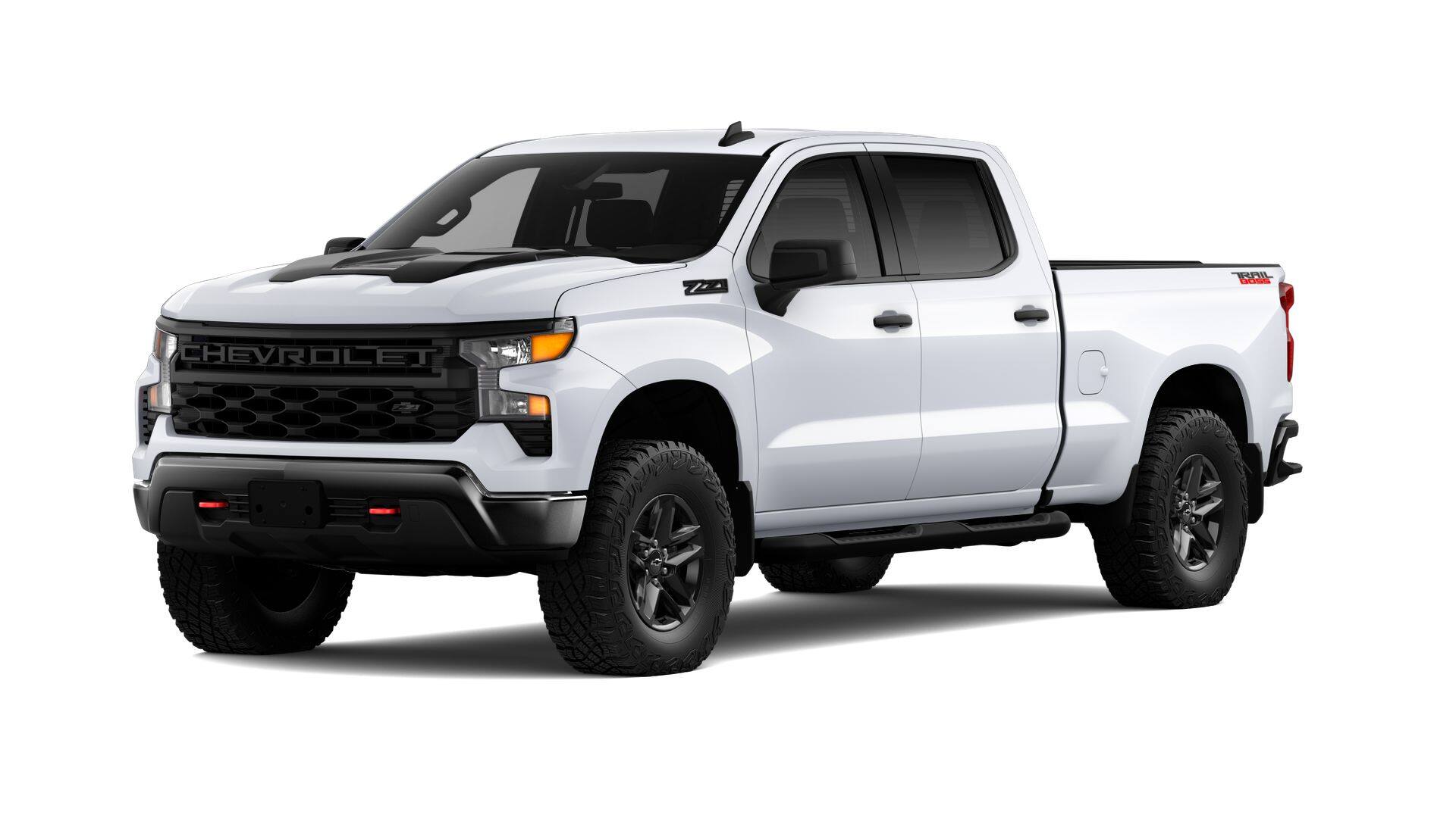 2026 Chevrolet Silverado 1500 Custom Trail Boss in Summit White — front three-quarter view